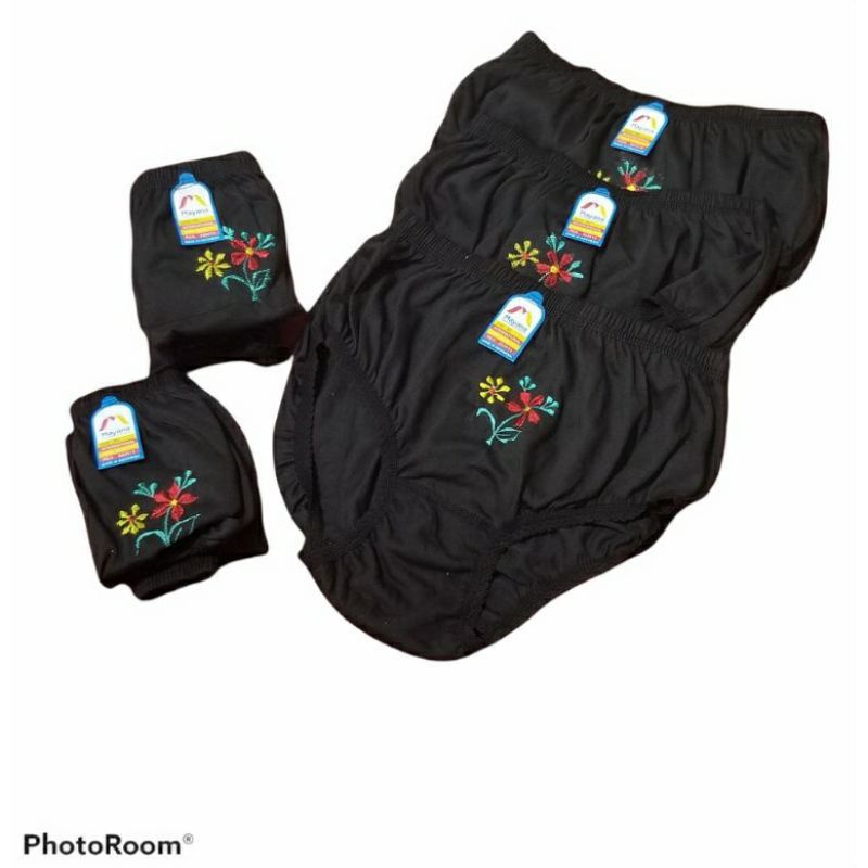 CD WANITA ,CELANA DALAM WANITA DEWASA,MAYANA HITAM BORDIR { ISI 3 PCS }DENGAN SIZE L,XL,3L,4L TERLAR
