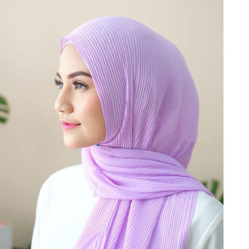 pashmina plisket premium/pashmina hyget termurah/pashmina hijab-Lilac