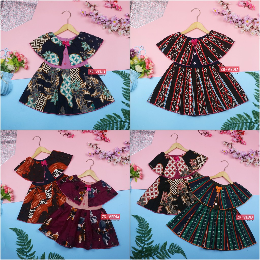 Dress Irene size 1-4 Tahun / Dres Batik Cape Baju Kensi Anak Perempuan Murah Cewek Katun Adem Gaun