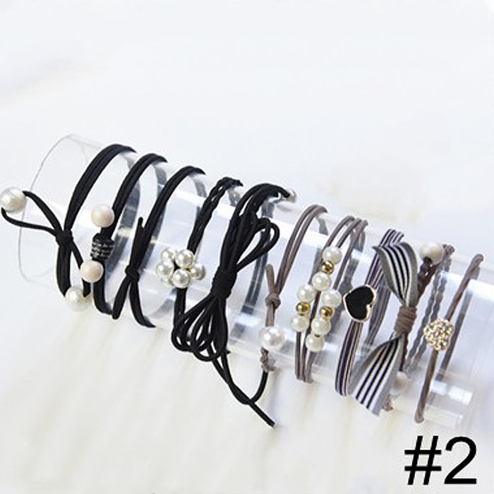 ★ Cayman ★ 1 Set Ikat Rambut Simple Bahan Karet Gaya Wanita Fashion Women Lady Hair Band jew35-Design 2 (10pcs)