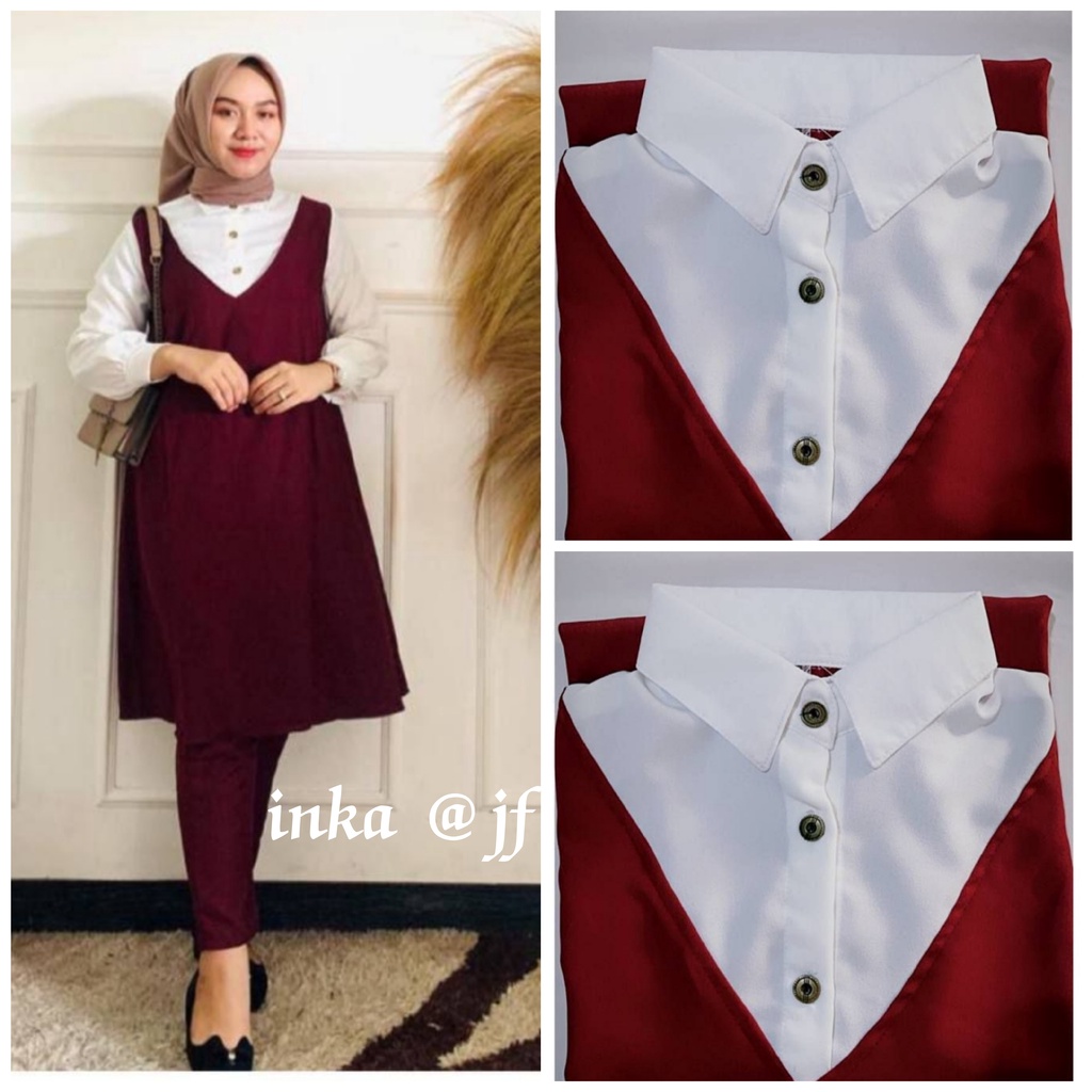 One Set Rompi Wanita Kekinian Setelan Rompi Wanita Premium Import Baju Wanita Fashion Muslim Setelan
