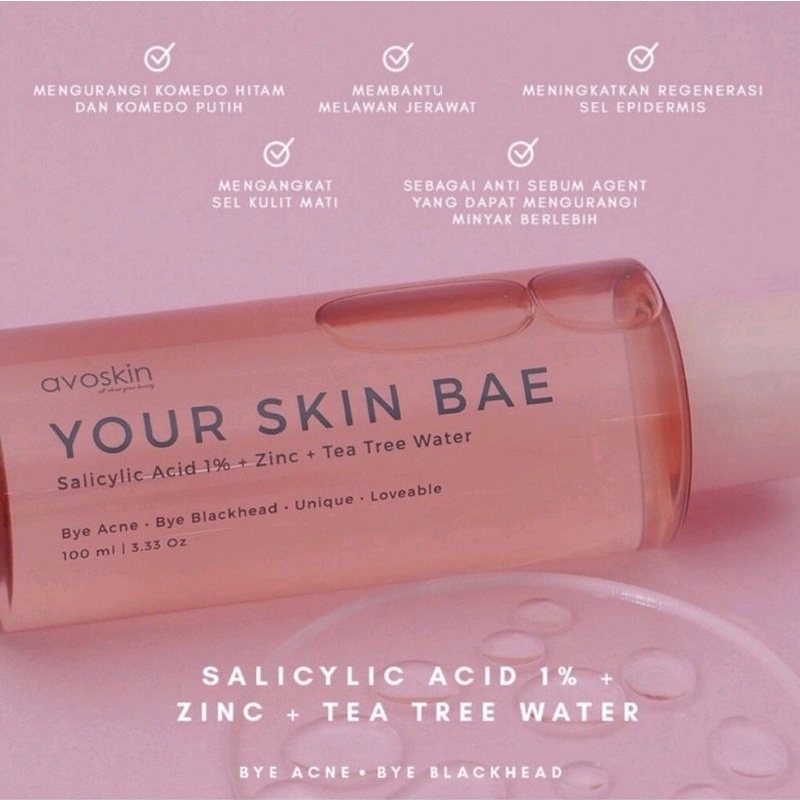 Avoskin Your Skin Bae Series Serum Toner Salicylic Acid 2% + Zinc | Hyacross 3% + Green Tea | Azeclair 10% + Kombucha 3% + Niacinamide 2.5% Vaccine Serum