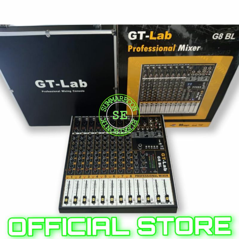 mixer audio 8 channel original gt lab 8l usb bluetooth recording