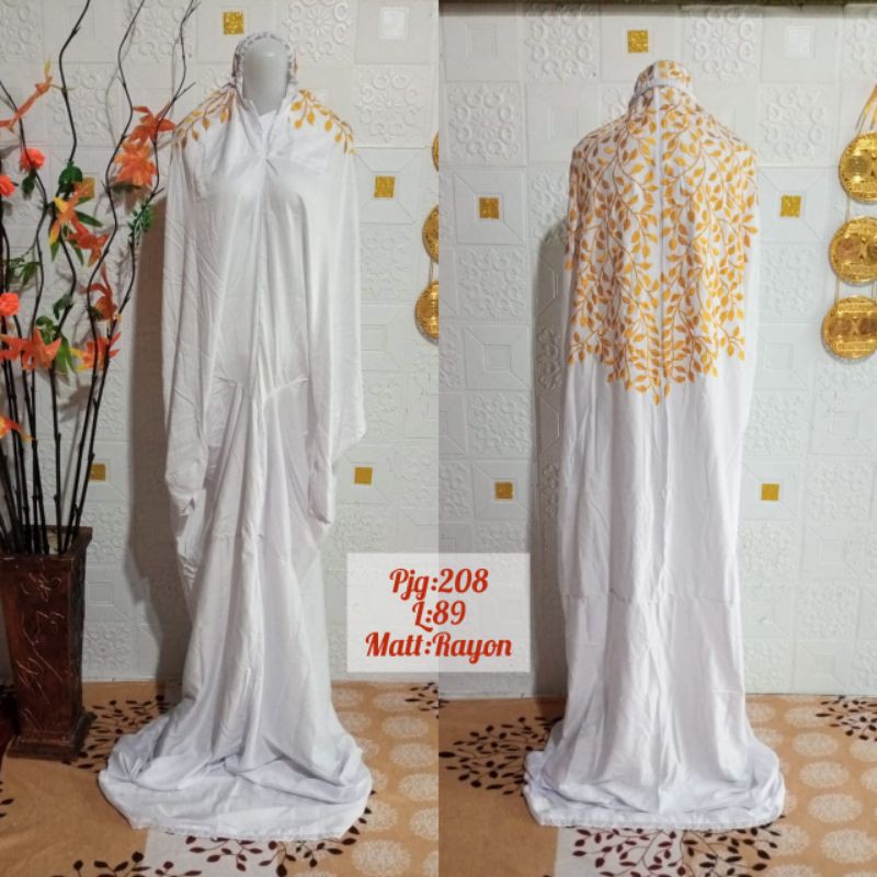Mukena rayon terusan putih bordir
