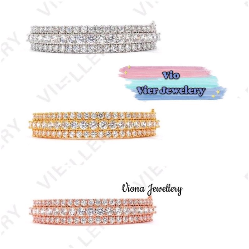 Set Gelang + Cincin (Vier) Replika Berlian Lapis Emas (Diamond)