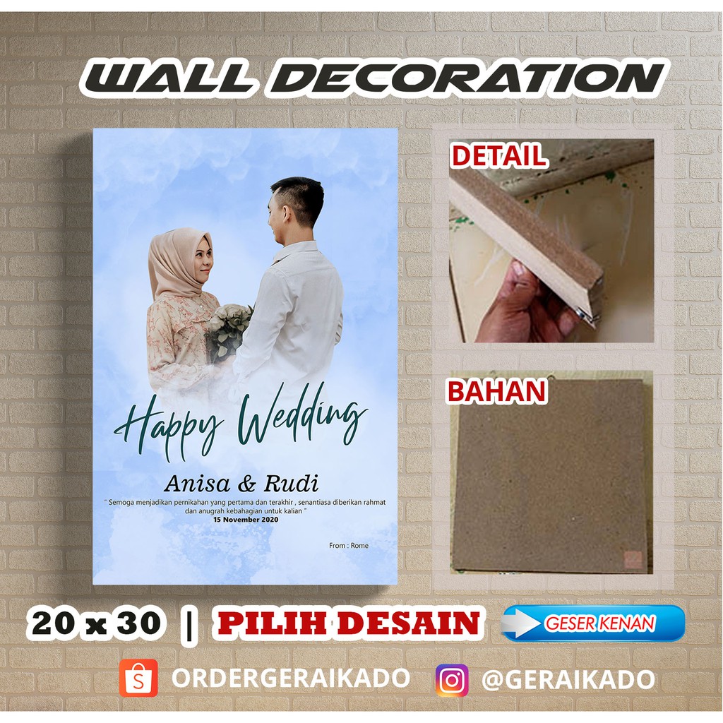 

Kado Hadiah Murah Wisuda UlangTahun Pernikahan Anniversary Hiasan Dinding (Desain + cetak Papan)