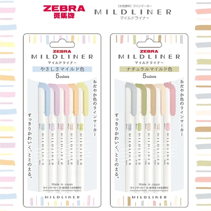 

Zebra Mildliner Gentle Natural Mild Colors Double Sided Highlighter New Colors
