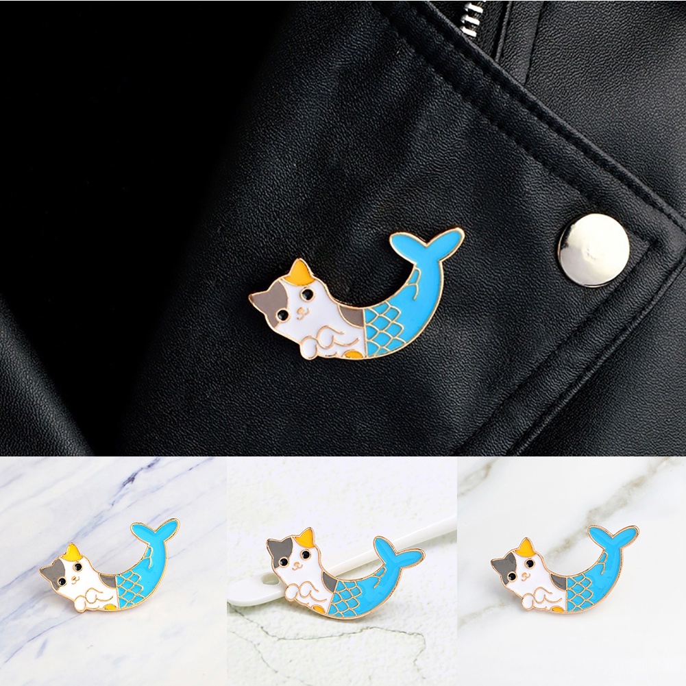 Bros Pin Enamel Bentuk Kartun Kucing Untuk Dekorasi Jaket Denim