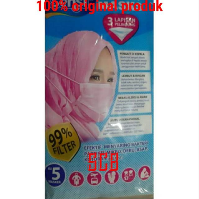 Sensi Masks Headloop 99% Filter/ Masker Sensi Hijab