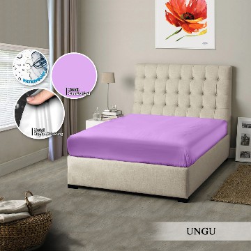 SPREI MONALISA POLOS WATERPROOF - 160x200 anti ompol air water proof polos emboss- 160 QUEEN sp160wpmona-Ungu Motif