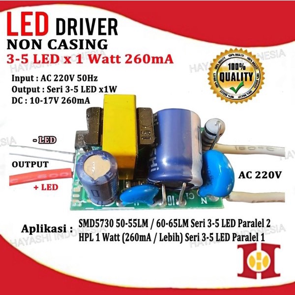 LED Driver LED 1-3 Watt 1-3W AC DC 270 mA PCB Board Tanpa Casing Kotak