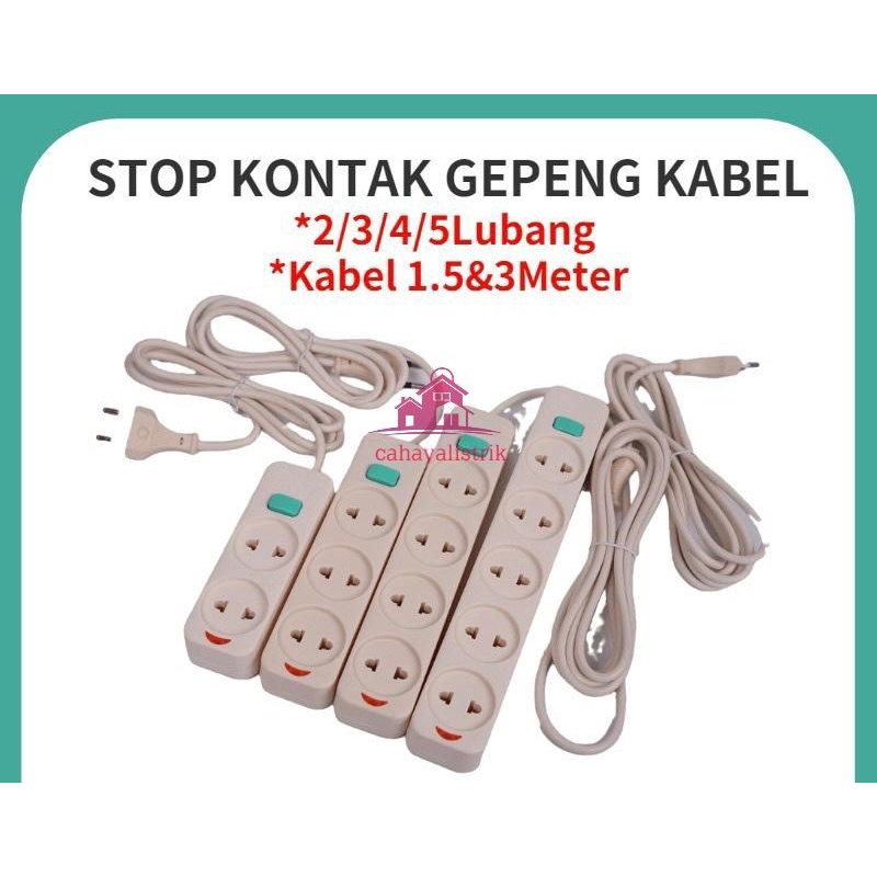 Stop Kontak Kabel 2LB 3LB 4LB 5LB 1.5M 3M/ Stop Kontak Gepeng +Kabel