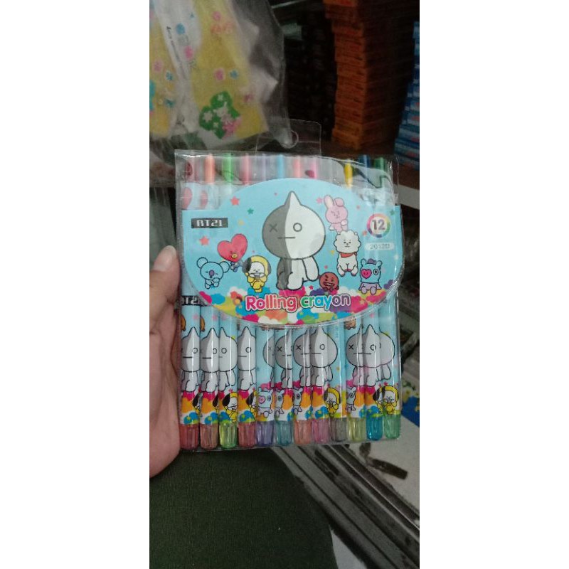 

Crayon putar/Rolling crayons karakter 12 warna ukuran panjang