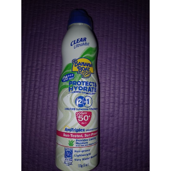 Spray Protect &amp; Hydrate Banana Boat Sunscreen Anti Sinar UV SPF50 (170g)