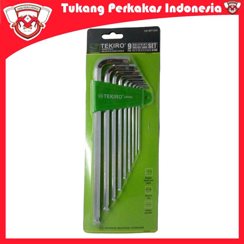 TEKIRO KUNCI L SET BALLPOINT PANJANG 9PCS /BALLPOINT HEX KEY LONG SET