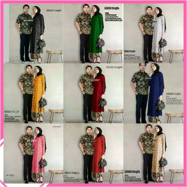  ready 11 warna BATIK  COUPLE  BROKAT  MISBI KEBAYA MODERN  