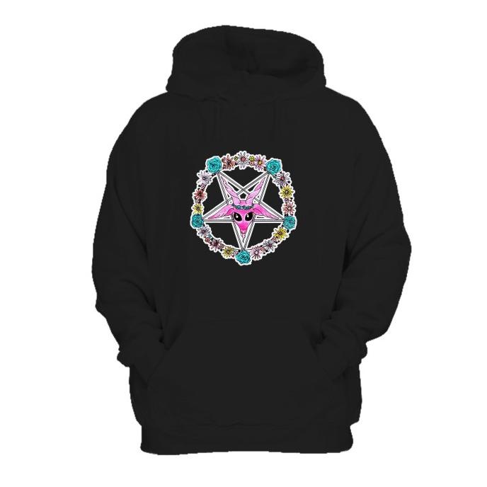 Baphomet Pentagram Cute Funny Pink Goth Gothic Sa Jaket Hoodie Sweater Jumper Fleece Sweatshirt Unis