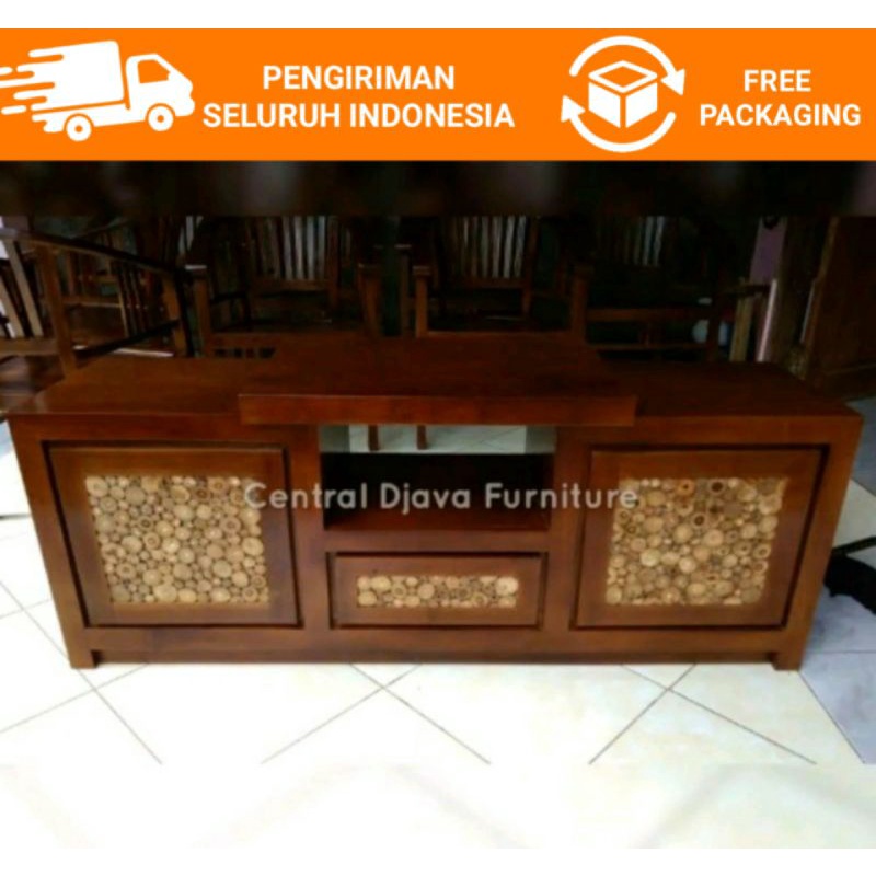BUFET TV KOIN / MEJA TV KOIN KAYU JATI / MEJA TV MINIMALIS KOIN JATI NATURAL