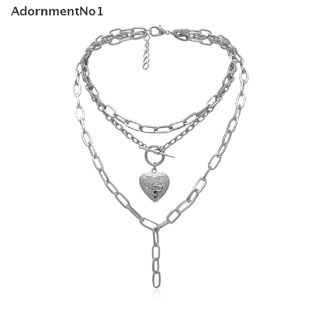 [AdornmentNo1] Y Multi Layer Love Heart Locket Necklace Women Punk Gold Chain Hiphop Jewelry OT [new]