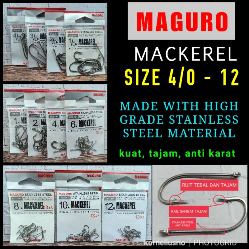 KAIL MAGURO MACKEREL SIZE 4/0 - 12 STAINLESS STEEL HOOK KAIL PANCING KAIL STAINLESS KAIL LAUT KUAT