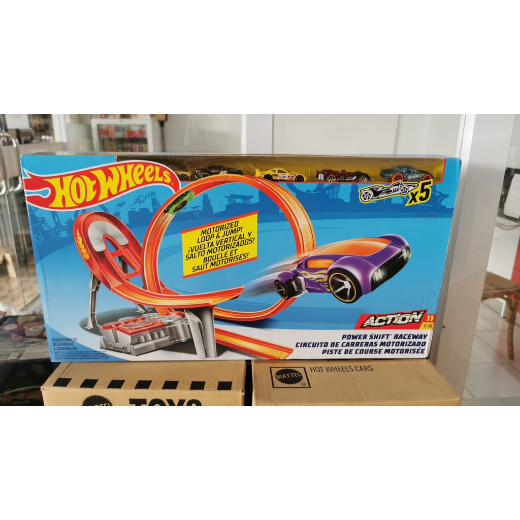 Diecast Hot Wheels POWER SHIFT RACEWAY HW Track Builder Hotwheels Mobil Mainan Anak