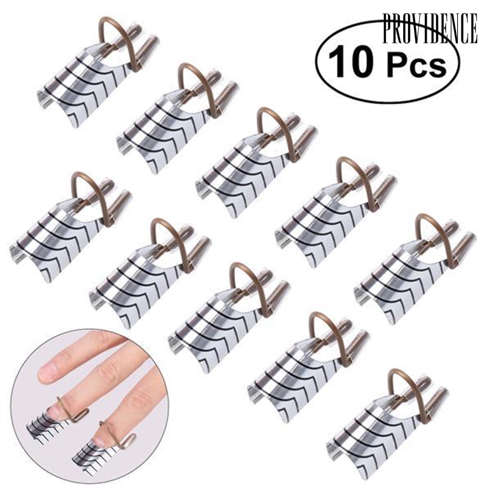 Providence 10Pcs Women Reusable Aluminum Nail Art UV Gel Acrylic Tips Extension Guide Forms