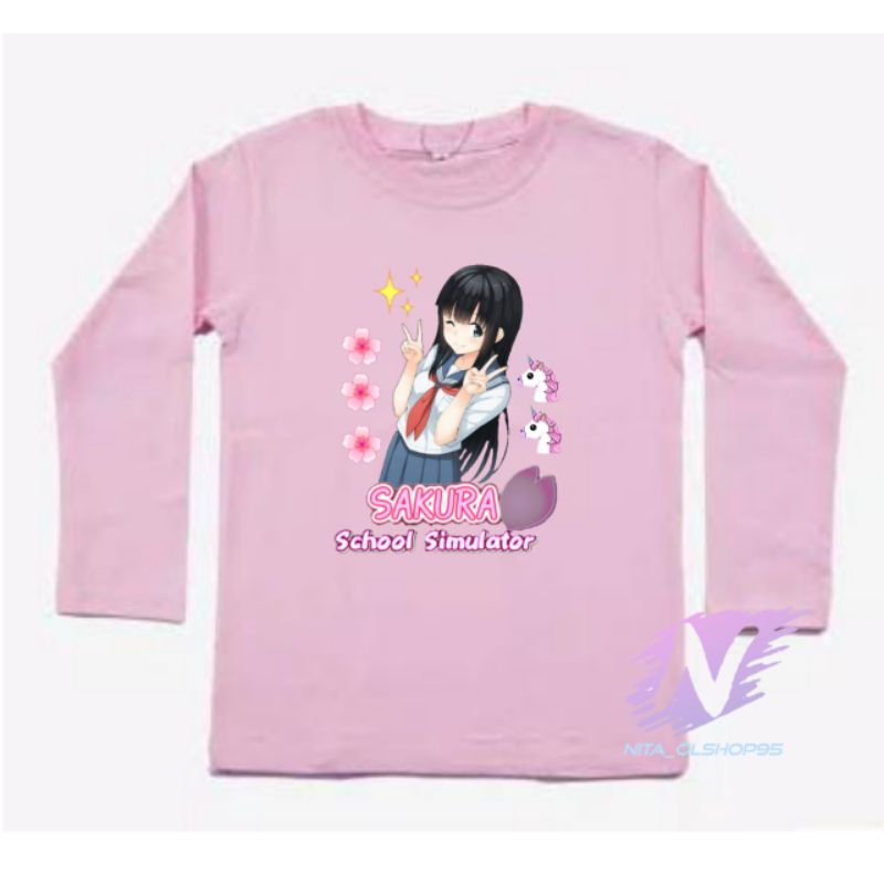 sakura school simulator kaos anak lengang panjang baju sakura