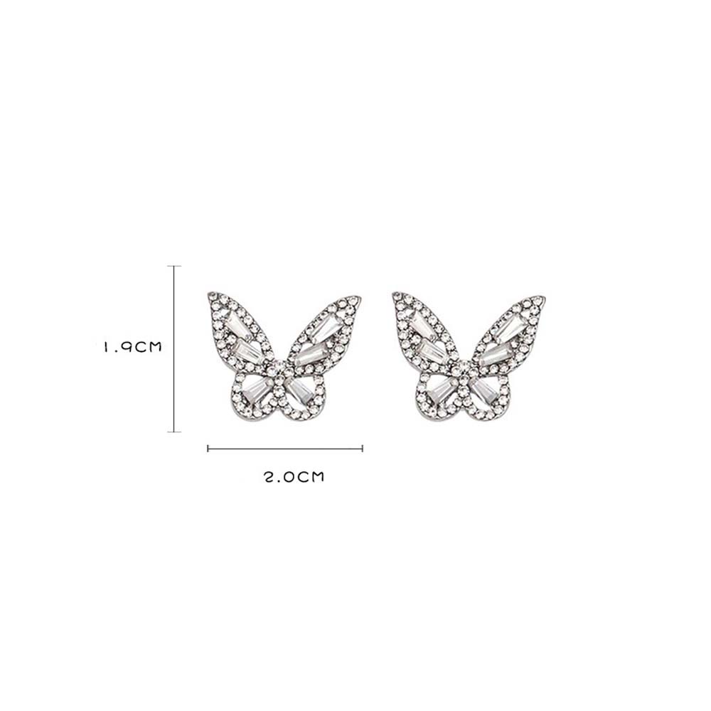MXBEAUTY Cute Earrings Temperament Fashion Jewelry Stud Earrings Women Silver Needle Small Butterfly Elegant Girls Rhinestone/Multicolor