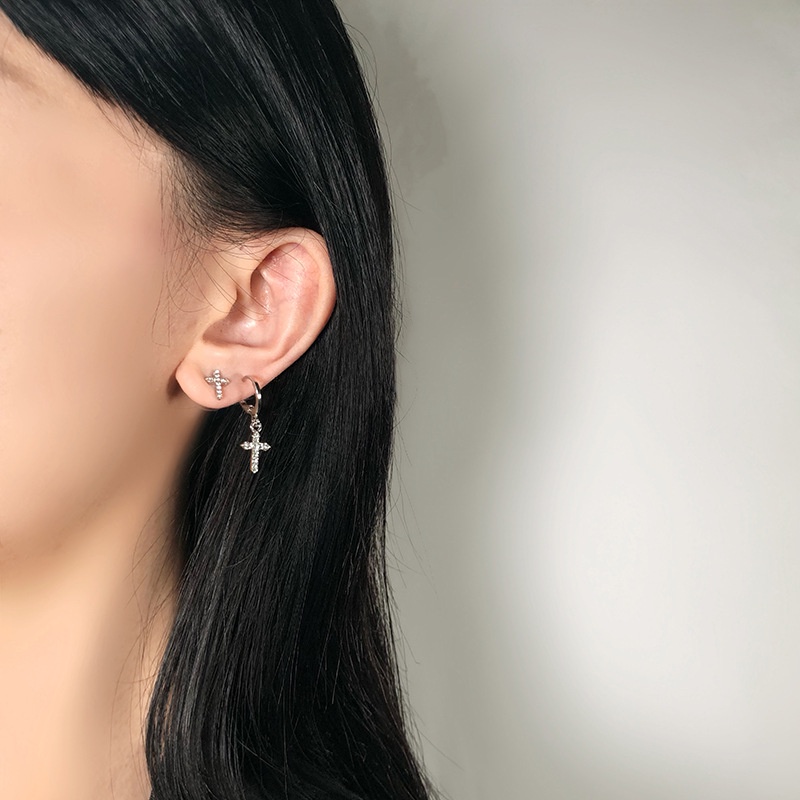 Asymmetric Cross Earrings Accessories Simple Temperament Retro