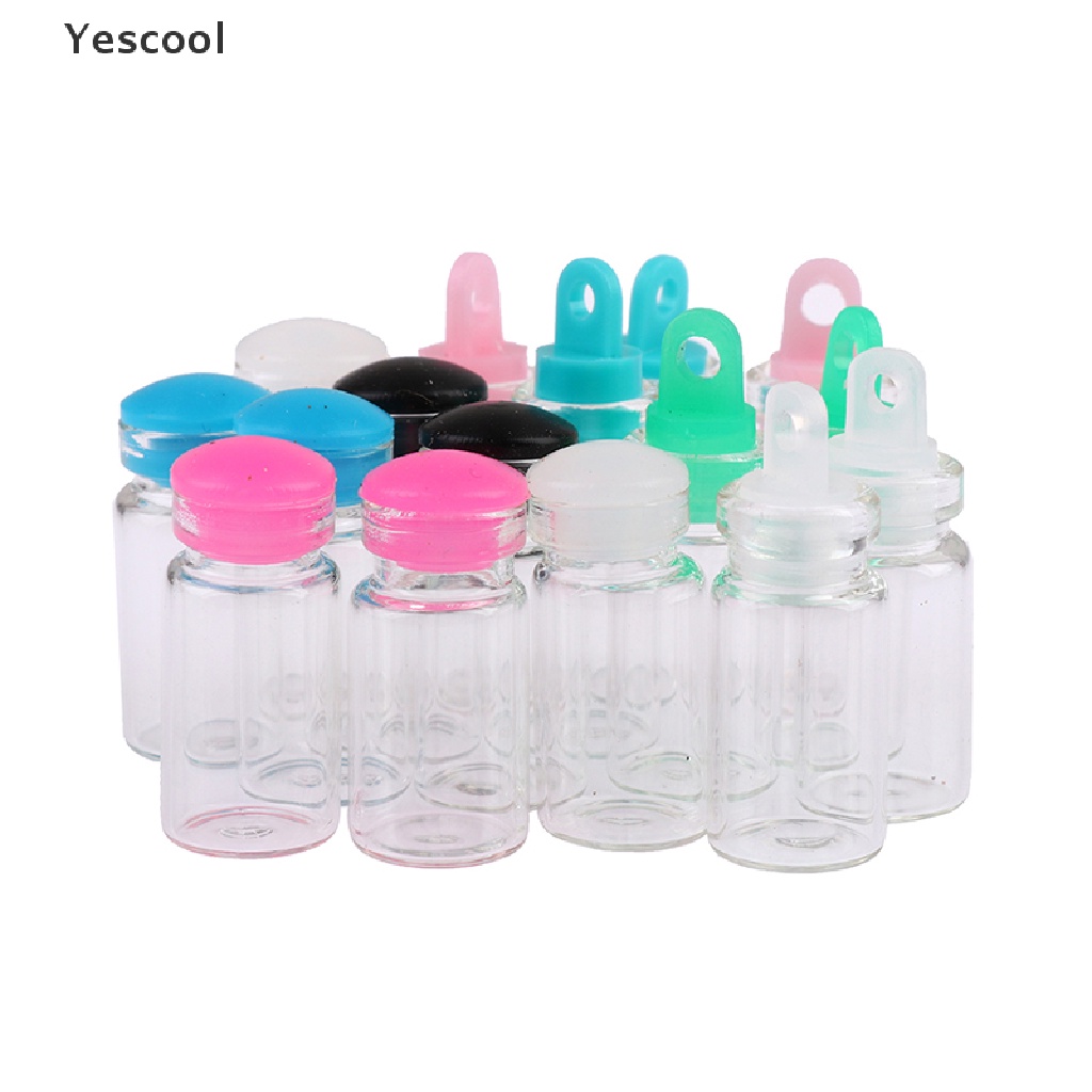 Yescool 10Pcs 1ML 11*22mm Glass Bottles Tiny Glass Jar Sealed Bottles Wishing Bottles .