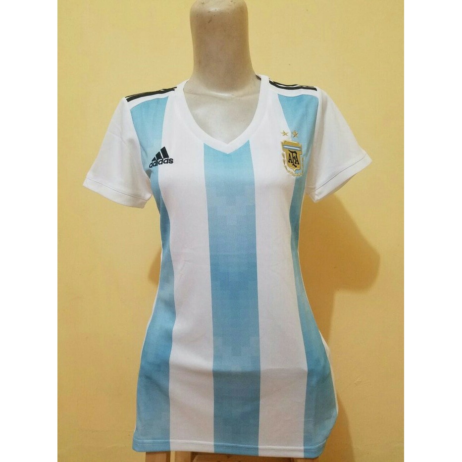 Jersey baju kaos bola Ladies cewek Argentina home piala dunia 2018