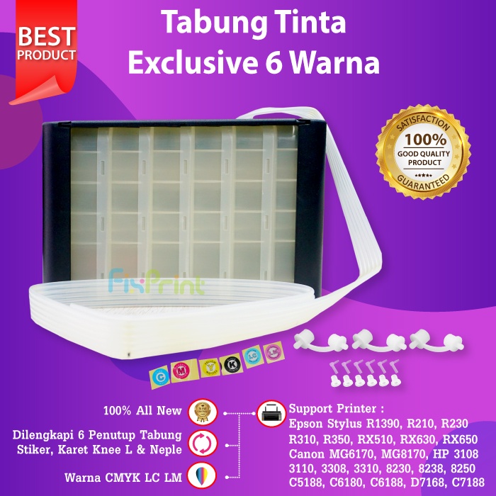 Tabung Exclusive 6 Warna, Compatible Printer Epsn Canon XP 100ml New