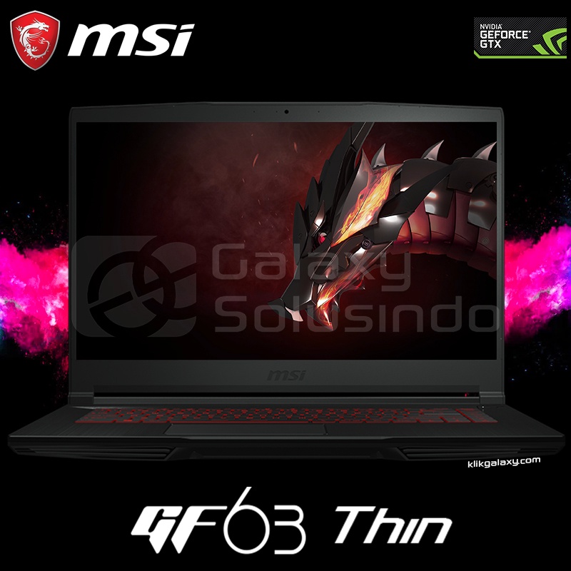 MSI GF63 11SC 1039ID Core i7-11800H, 512GB-SSD, 8GB, GTX1650 MAX-Q 4GB, 15.6&quot; FHD, Win11Home - THIN Gaming Notebook