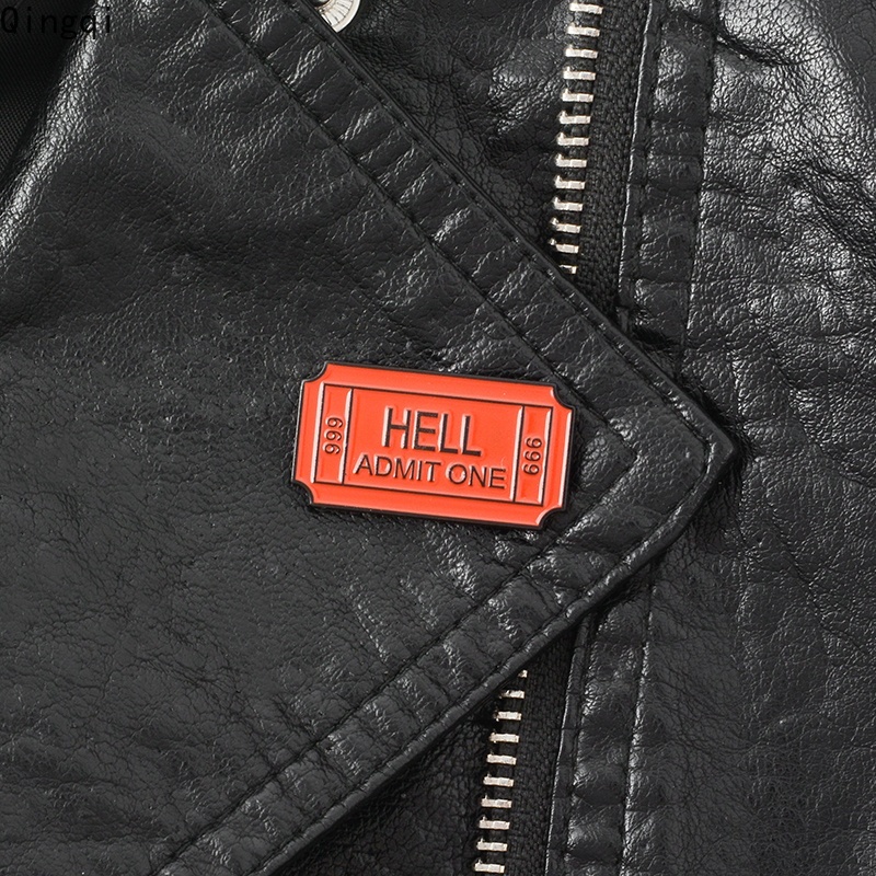 Bros Pin Enamel Desain Tiket Hell Admit One 666 Gaya Gotik