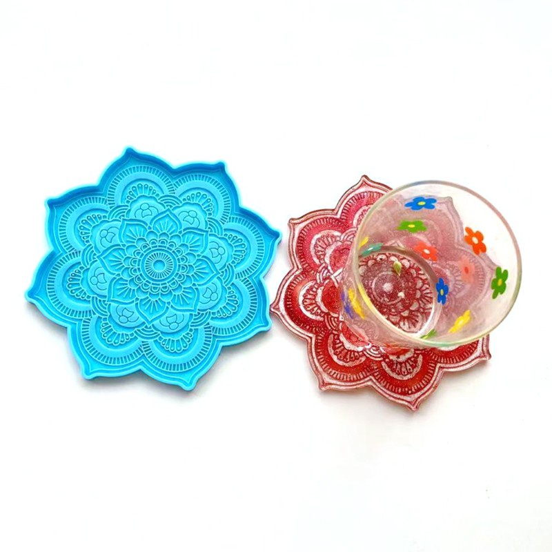 Cetakan Resin Epoksi Bentuk Bunga Mandala Bahan Silikon Untuk Dekorasi Rumah