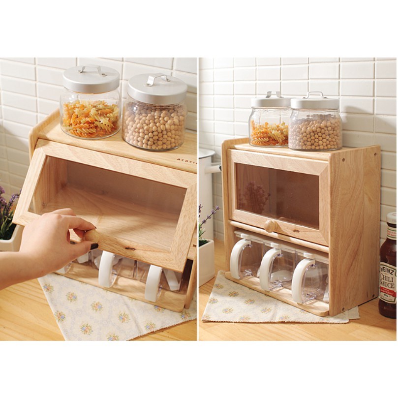 Rak Laci Penyimpanan Bumbu Dapur Bahan Kayu pinus