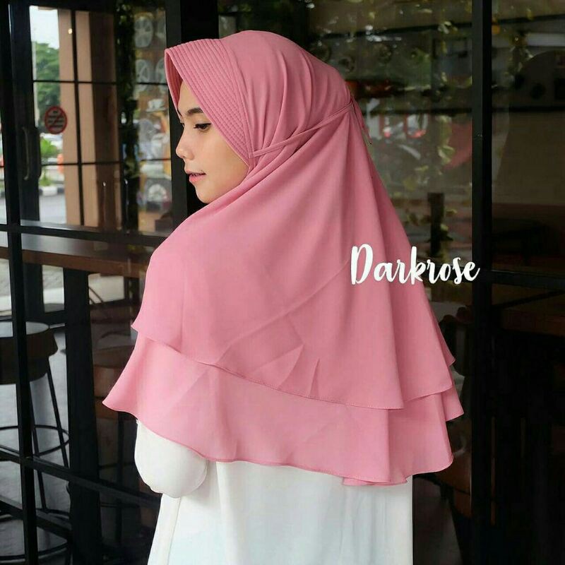 hijab 2 layer Khimar 2 layer kerudung pet