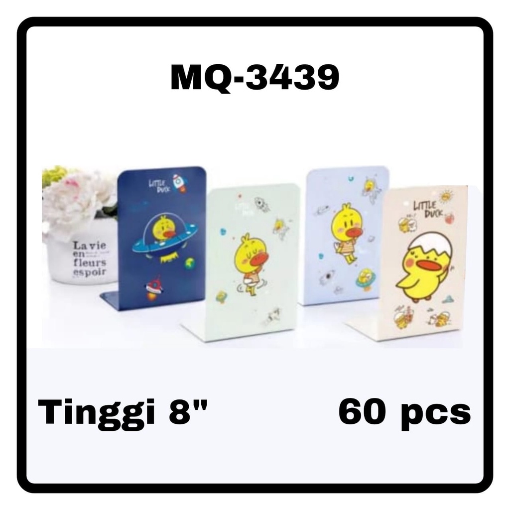 

STAND BOOK / Book END / PEMBATAS Buku MOTIF LITTLE DUCK Bahan Besi dapat 2 pcs MQ-3439