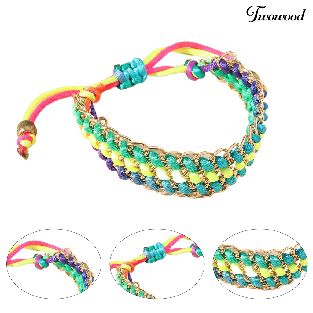 Twowood Strong Rope Universal Unisex Bracelet Alloy Multicolor Handmade Woven Friendship Wristband Jewelry Accessories