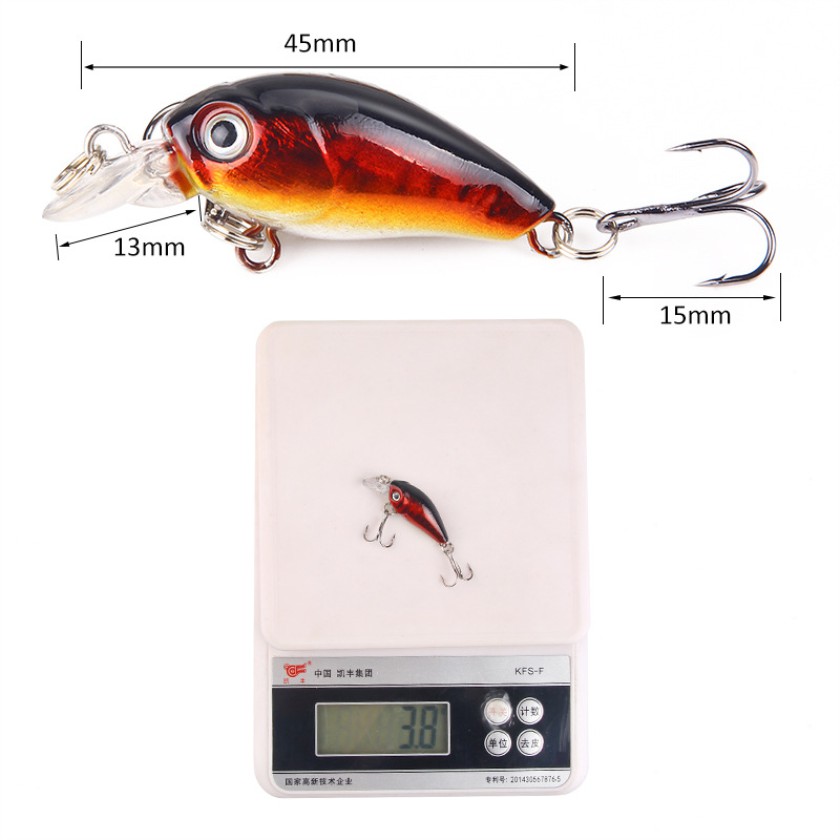 Shengyao 1Pcs Crankbait Umpan Pancing Fishing Lure 4.5cm/3.8g Topwater Fishing Bait Ikan Kecil Casting Wobble