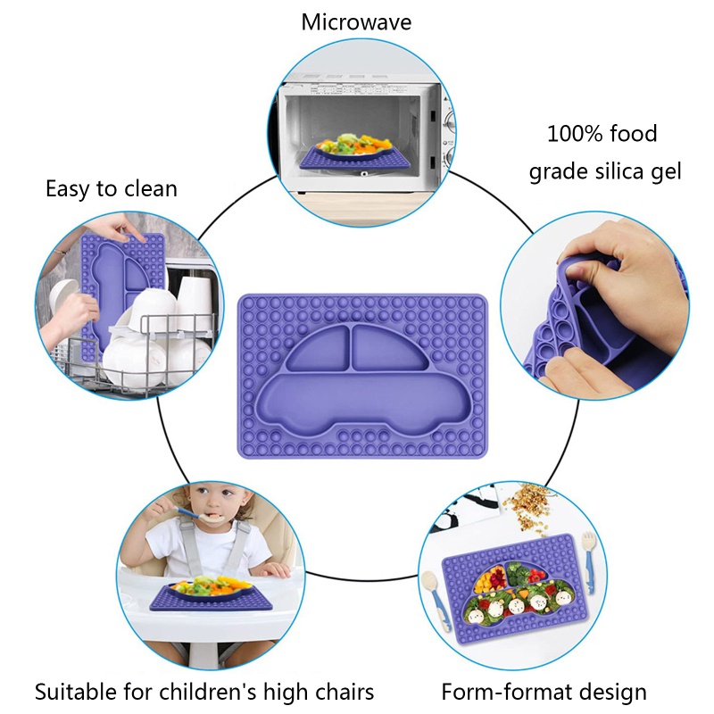 Mary Piring Makan Bayi Bahan Silikon BPA Free Dengan Fidget Popper