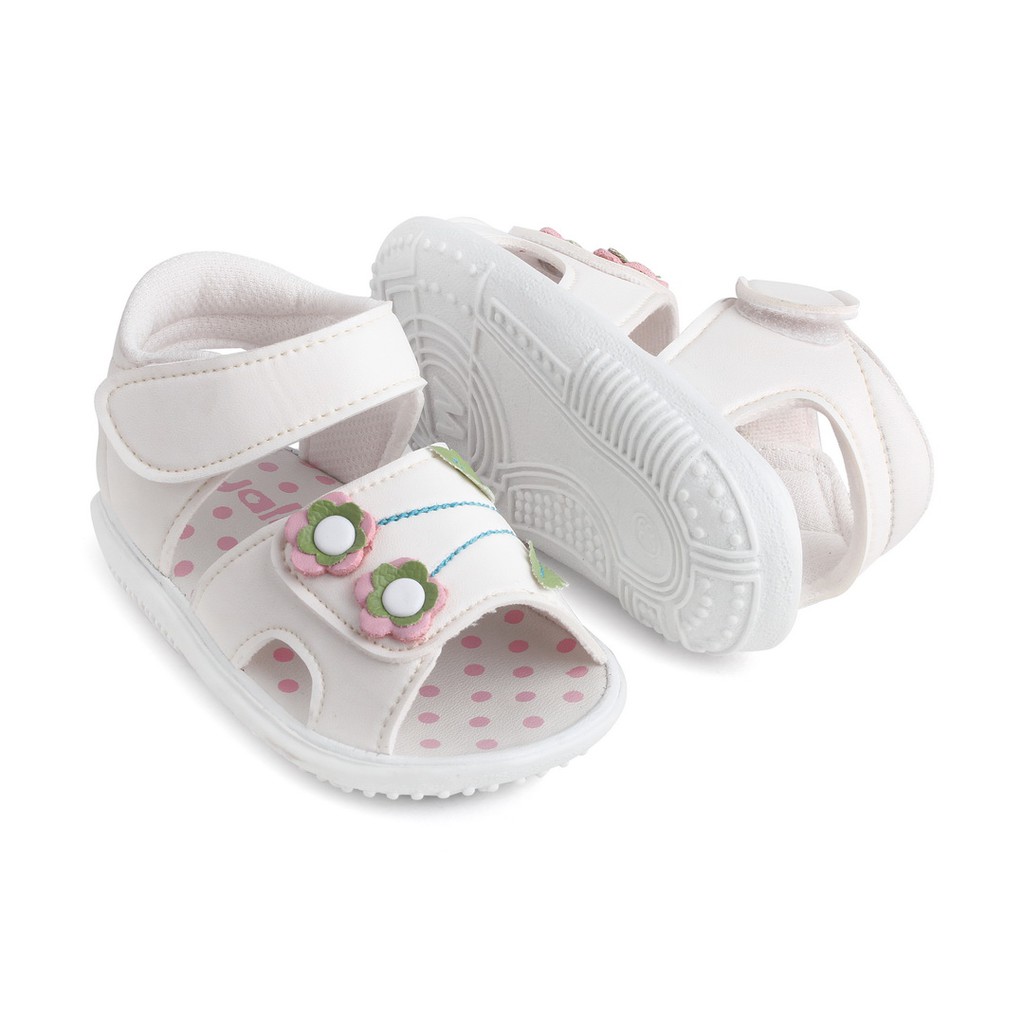 sendal anak cewek usia 1 2 tahun bahan sintetis warna putih lembut anti slip dan ringan JB02