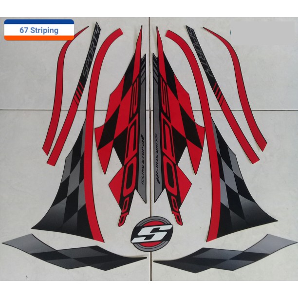  Stiker  Striping Motor  Honda Scoopy  Sporty  2021 Hitam Merah 