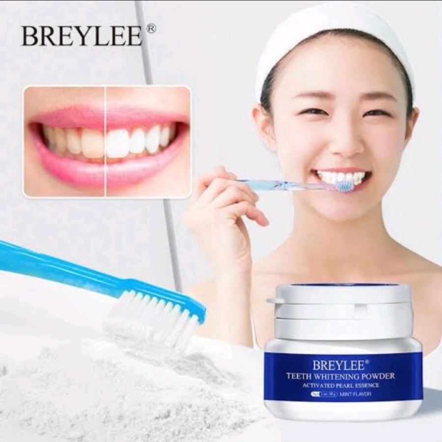 PROMO Pemutih Gigi Permanen / Pembersih Kerak Gigi Ampuh Breylee - Breylee Teeth Whitening - Bubuk Pemutih Gigi Teeth Whitening Powder - Pemutih Gigi Paling Ampuh - Pembersih Karang Gigi Original - 30gr - Pemutih gigi kuning permanen - Pemutih Gigi