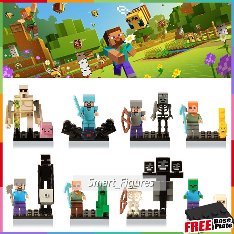 X0127 Mainan Action Figure Mini Minecraft Iron Golem Steve Alex Skeleton Domba Creeper Enderman Untuk Hadiah