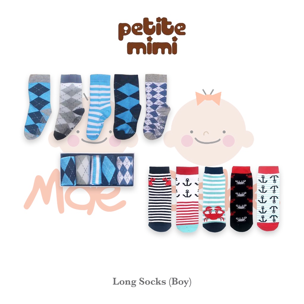 Petite Mimi Long Socks Boy Kaos Kaki Panjang Anak Laki- laki Isi 5 Pasang