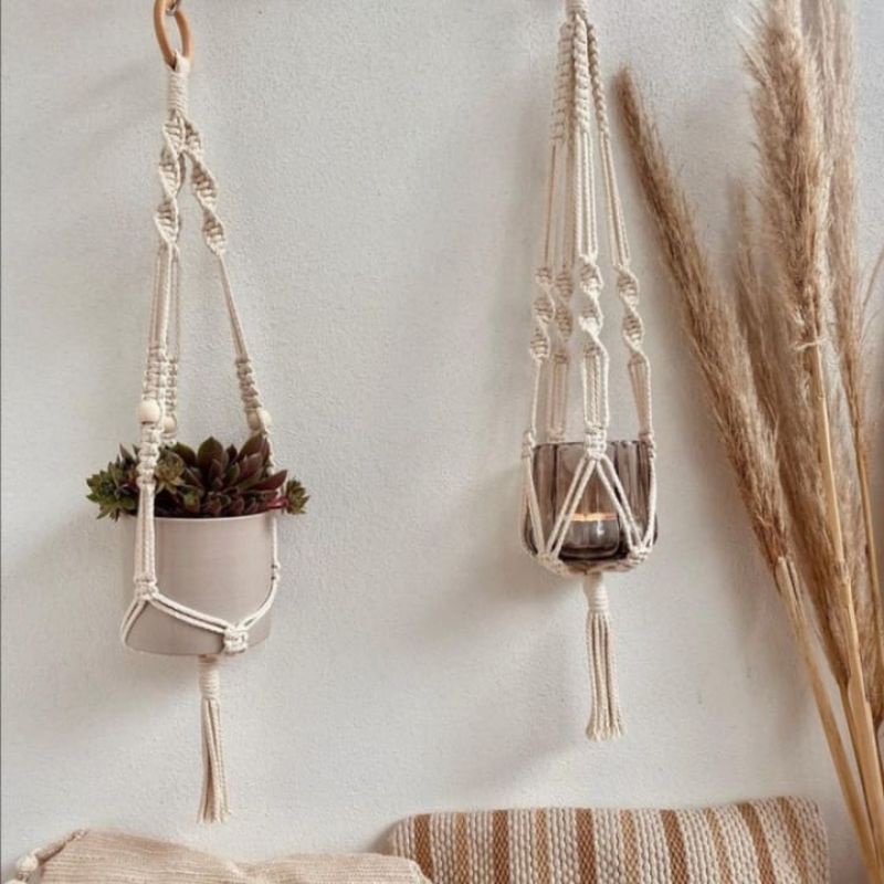 Gantungan pot tanaman macrame aesthetic