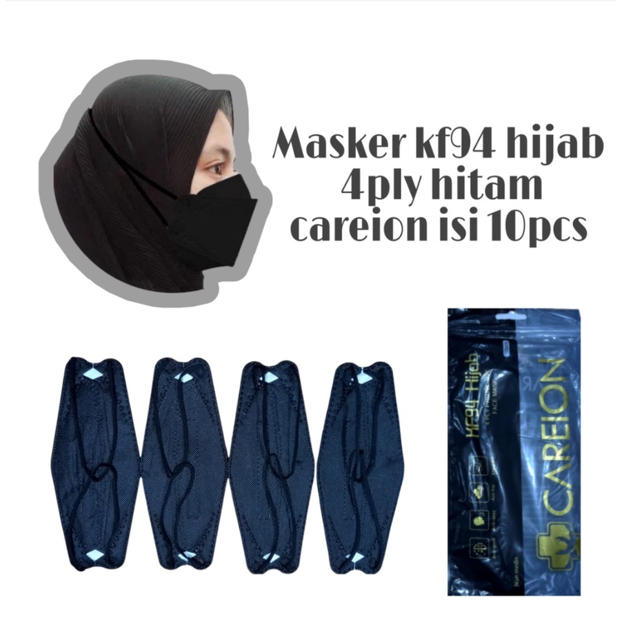 PROMO!! MASKER KF94 HIJAB MASKER KF94 HEADLOOP CAREION 3D 4PLY ISI 10