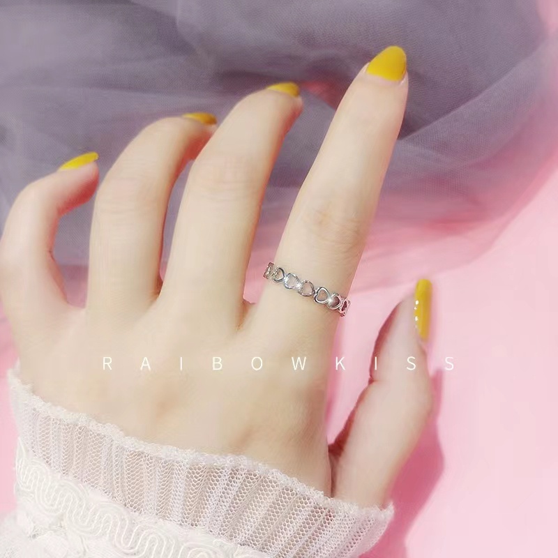 Cincin Fashion Wanita Heart Hollow Fashion Love Girl Jewelry Korean