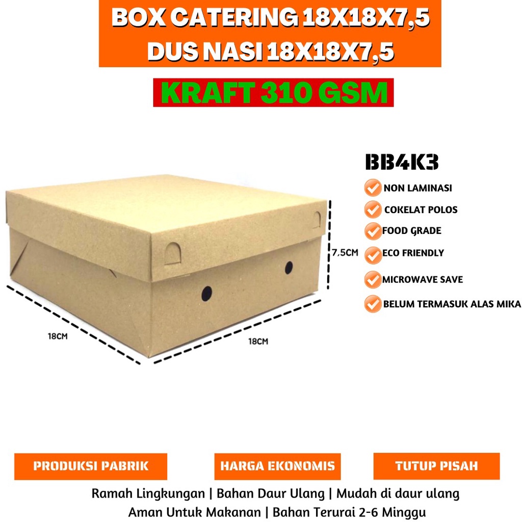 Box Nasi Catering Dus Nasi 18x18 Dus Nasi (BB4K3-18X18X7.5 Cm)